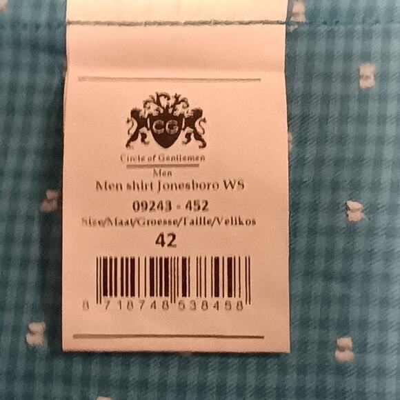 Preowned Circle of Gentlemen Button Down Dress Shirt - Size 16.5 / 42 Blue - Picture 12 of 16